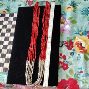 Elegant Red and Silver Beaded Necklace